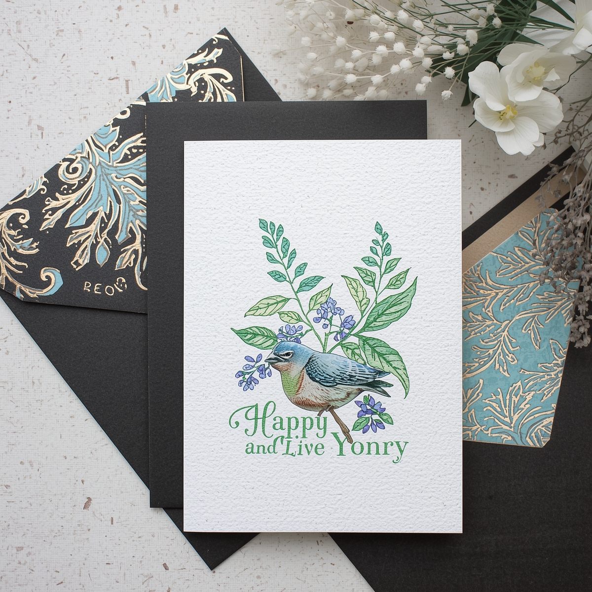 Akvarel kort med blomster