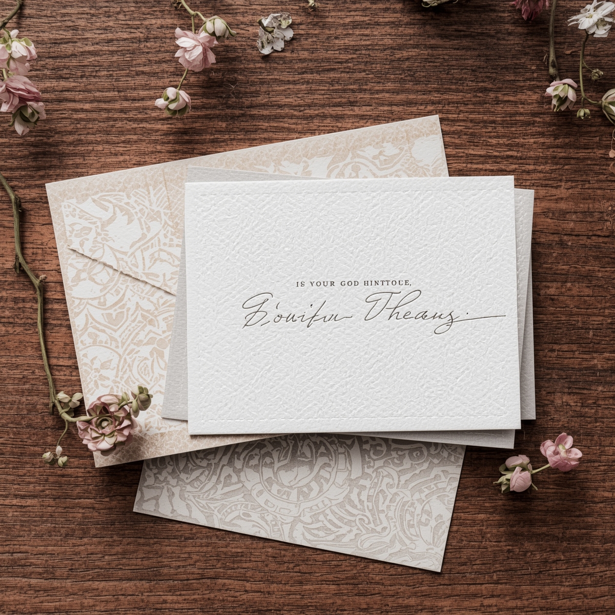 Bryllupskort med silkebånd